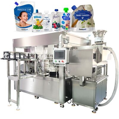 High-speed Electric Automatic Spout-top Bag Filling Capping Machine Labeling Easy Operate for Liquids Pastes Water-based